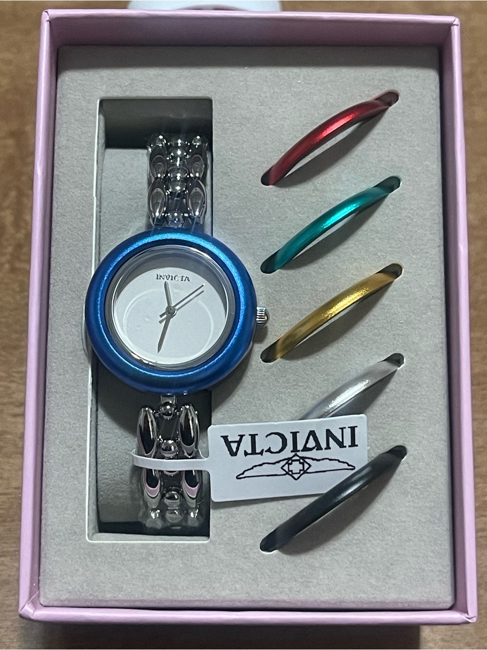 INVICTA Mayamar 6 Senses Interchangeable Bezel Lady 33mm Metal Silver New